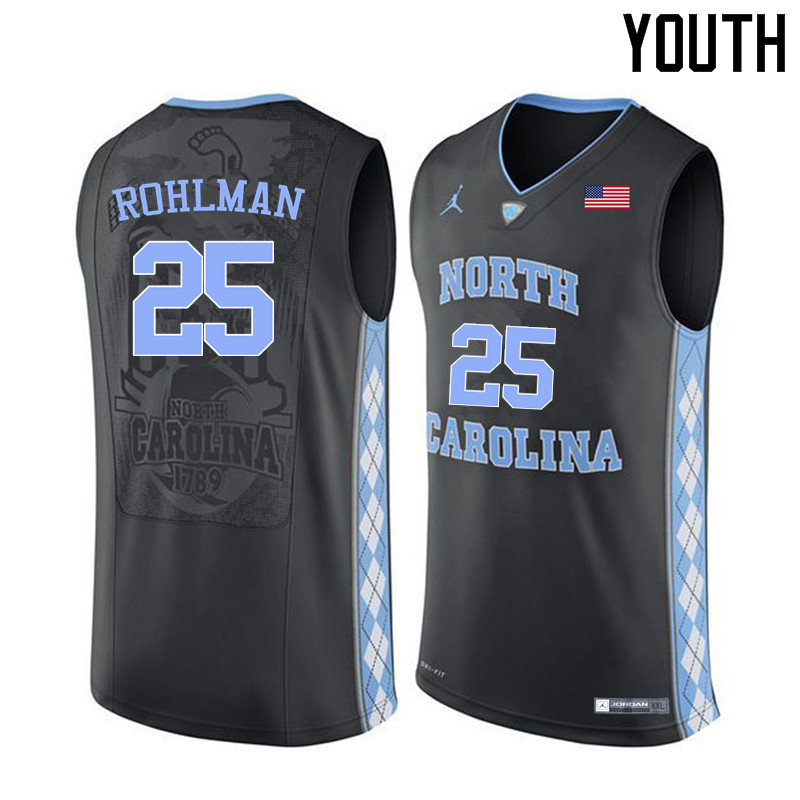 Youth North Carolina Tar Heels #25 Aaron Rohlman College Basketball Jerseys Sale-Black